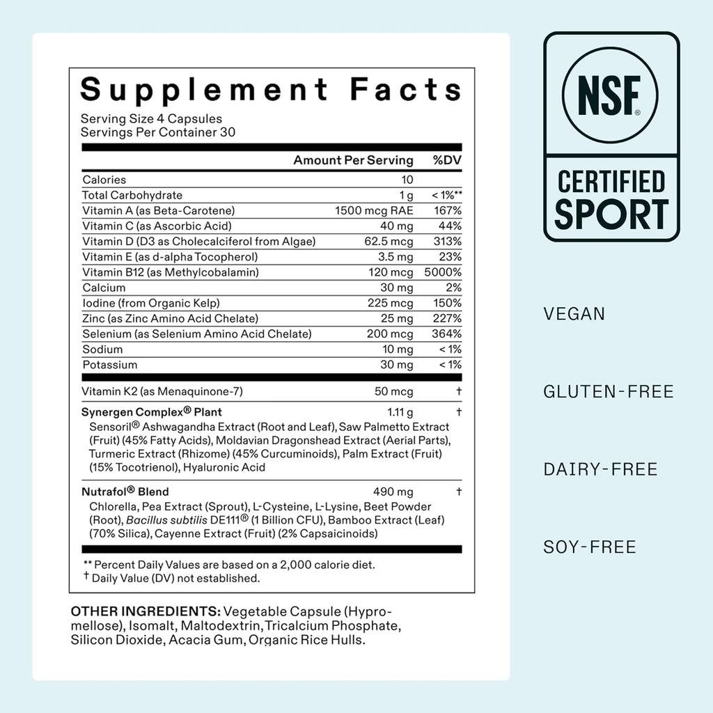 Nutrafol Women's Hair Wellness Supplement for Ages 18-44, Daily Hair & Scalp Support, 1 Month Supply